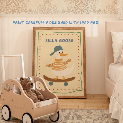 Silly Goose Nursery Print, Playroom Decor