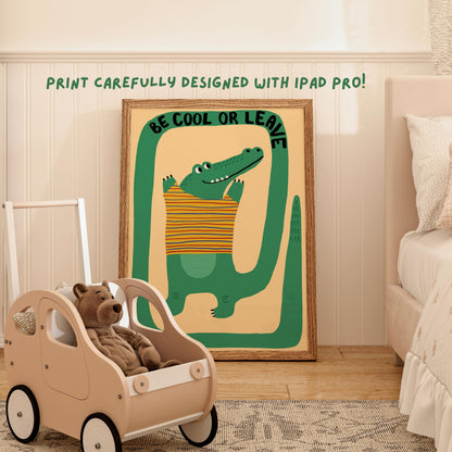 Funny Crocodile Print, Playroom Wall Art, Nursery Decor