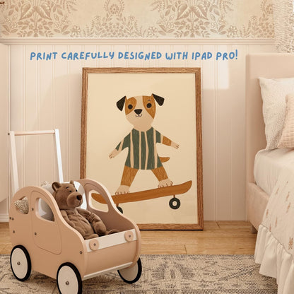Boho Animal Nursery Print, Whimsical Kids Room Decor