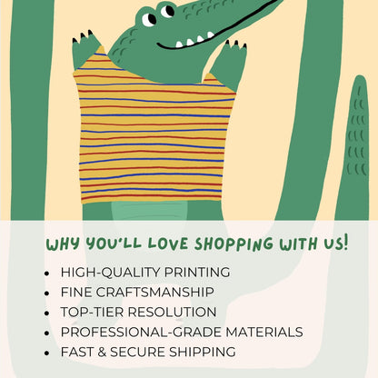 Funny Crocodile Print, Playroom Wall Art, Nursery Decor